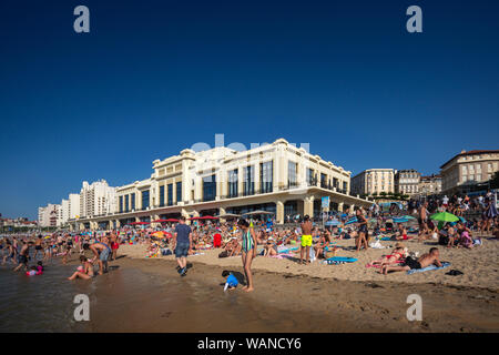 Die Städtischen Casino und der Große Strand von Biarritz (Atlantische Pyrenäen - Frankreich). Dieser Raum begrüßt, den G7-Gipfel 2019 Vom 24. bis 26. August. Stockfoto