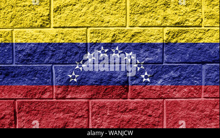 Flagge Venezuela Hautnah auf einer gebrochenen Wand gemalt Stockfoto