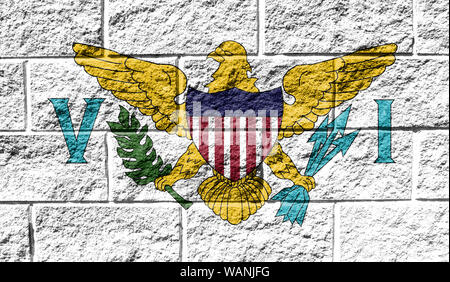 Flagge Virgin Islands der Vereinigten Staaten schließen bis auf ein gerissenes Wand gemalt Stockfoto