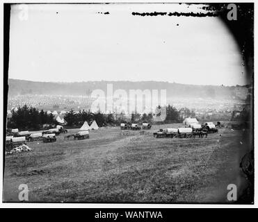 Cumberland Landung, Virginia. Das Lager auf der Pamunkey Stockfoto