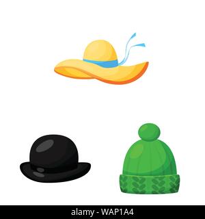 Isoliertes Objekt von Kopfbedeckungen und napper Symbol. Sammlung von Kopfbedeckungen und Helm Vector Symbol für das Lager. Stock Vektor