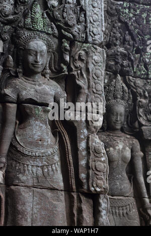 Stein Gesichter in Ankgkor Wat, Kambodscha, Bayon Tempel Stockfoto