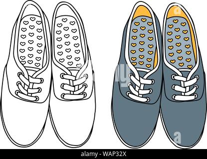 Sneakers vector Abbildung skizziert und farbigen Stock Vektor