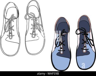 Schuhe vector Abbildung skizziert und farbigen Stock Vektor