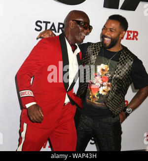 August 20, 2019, New York City, New York, USA: Designer DAPPER DAN und Schauspieler OMARI HARDWICK nehmen an der Saison sechs Weltpremiere der Starz 'Power' im Madison Square Garden statt. (Bild: © Nancy Kaszerman/ZUMA Draht) Stockfoto