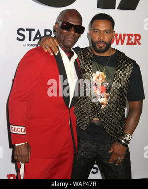 August 20, 2019, New York City, New York, USA: Designer DAPPER DAN und Schauspieler OMARI HARDWICK nehmen an der Saison sechs Weltpremiere der Starz 'Power' im Madison Square Garden statt. (Bild: © Nancy Kaszerman/ZUMA Draht) Stockfoto