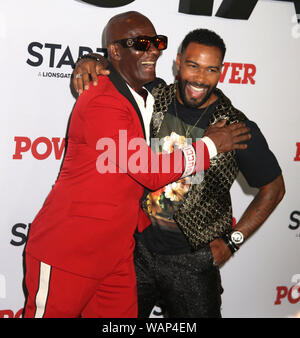 August 20, 2019, New York City, New York, USA: Designer DAPPER DAN und Schauspieler OMARI HARDWICK nehmen an der Saison sechs Weltpremiere der Starz 'Power' im Madison Square Garden statt. (Bild: © Nancy Kaszerman/ZUMA Draht) Stockfoto