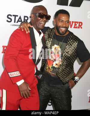 August 20, 2019, New York City, New York, USA: Designer DAPPER DAN und Schauspieler OMARI HARDWICK nehmen an der Saison sechs Weltpremiere der Starz 'Power' im Madison Square Garden statt. (Bild: © Nancy Kaszerman/ZUMA Draht) Stockfoto