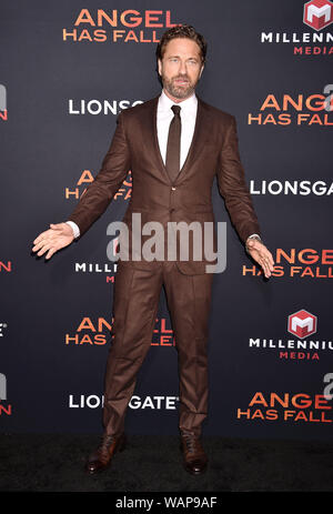 WESTWOOD, CA - 20. August: Gerard Butler nimmt an der LA Premiere von lionsgate's 'Engel ist Gefallen" im Regency Dorf Theater am 20. August 2019 in Westwood, Kalifornien. Stockfoto