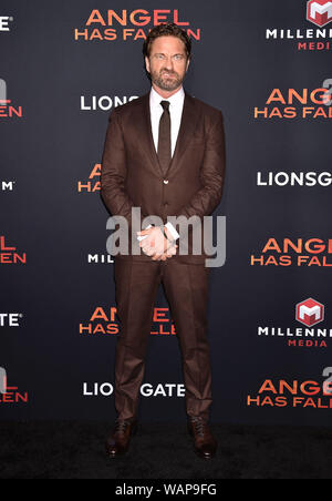 WESTWOOD, CA - 20. August: Gerard Butler nimmt an der LA Premiere von lionsgate's 'Engel ist Gefallen" im Regency Dorf Theater am 20. August 2019 in Westwood, Kalifornien. Stockfoto