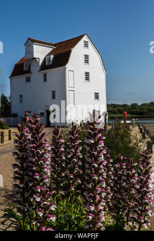 Die Tide Mill in Woodbridge, Suffolk. Eine traditionelle Wassermühle, die heute noch Mehl produziert Stockfoto