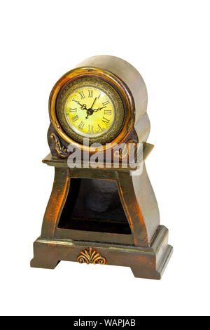 Alte Tischplatte clock isoliert enthalten Freistellungspfad Stockfoto