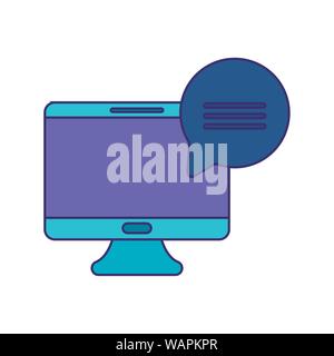 Desktop Computer mit Sprechblase Vector Illustration Design Stock Vektor