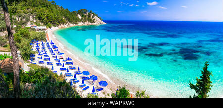 Schönen Stränden Lemonakia Strand, Panoramaaussicht, Insel Samos, Griechenland Stockfoto