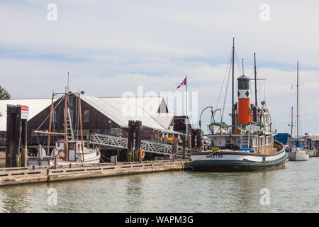 Wasserseite Blick auf die historische Britannia Werft in Steveston British Columbia Stockfoto