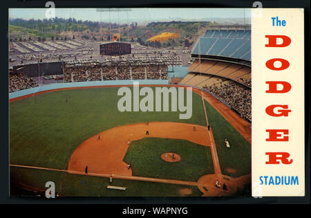 Jahrgang 1960 Postkarte, Dodger Stadium Los Angeles, CA Stockfoto