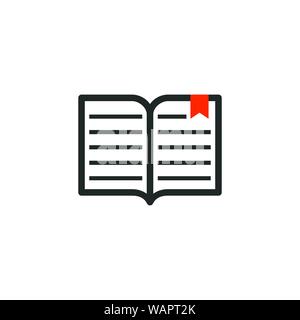 Buchsymbol mit Lesezeichen. Illustration für Web site Design, mobile Apps. Vector Illustration Stock Vektor