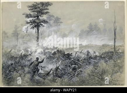 Zeichnung, Angriff der Union Truppen nach Fort Thompson, in der Nähe der Neuen Bearne, Ca. 1862 Stockfoto