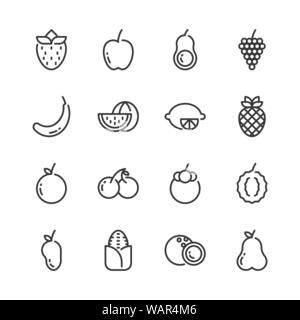 Früchte einfache umreiß Icon Set. Vector Illustration Stock Vektor