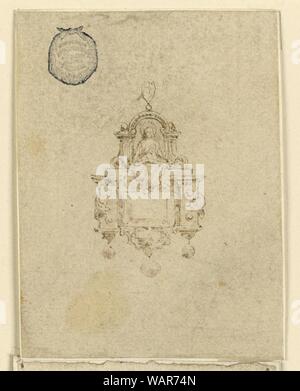 Zeichnung, Design für einen Anhänger mit Frau auf Stuhl, 16. Jahrhundert Stockfoto