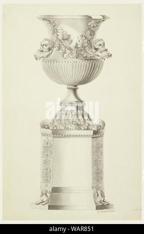 Zeichnung, Design für eine Vase auf einem achteckigen Standfuß, 1827-35 Stockfoto