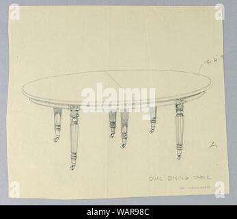 Zeichnung, Design für einen ovalen Esstisch 'A' von Mahagoni, 1900-05 Stockfoto