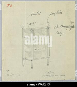 Zeichnung, Design für China Schrank Mahagoni- und Inlay, Sept. 13, 1906, 13. September 1906 Stockfoto