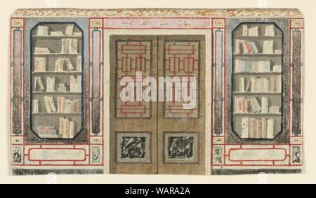 Zeichnung, Design für Tür und Bücherregal, vermutlich für King's Library, Royal Pavilion, Brighton, 1802 Stockfoto