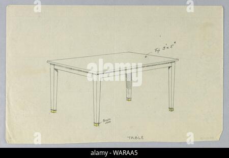 Zeichnung, Design für Four-Legged rechteckigen Tisch, 1900-05 Stockfoto