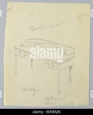 Zeichnung, Design für lange Semi-Circular Schreiben Tabelle mit Geländer oben, 1905 Stockfoto