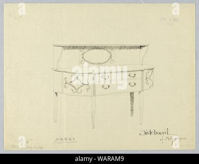 Zeichnung, Design für Mahagoni Sideboard mit neoklassizistischen Motive, 6. Januar 1902 Stockfoto