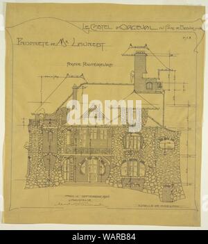 Zeichnung, Design für Hintere Höhe, Castel d'Orgeval, Parc Beauséjour, Paris, Frankreich, 1904 Stockfoto