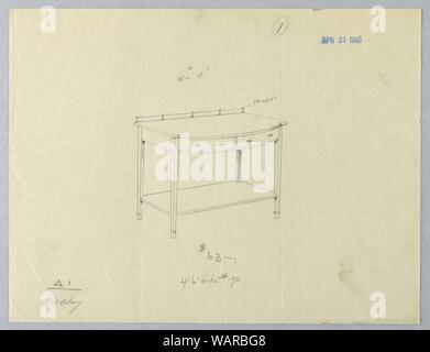 Zeichnung, Design für Serviertisch mit konvexen Vorne, 21. April 1905 Stockfoto