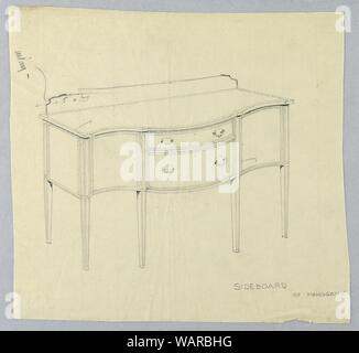 Zeichnung, Design für Sideboard aus Mahagoni mit Serpentine Vorne, 1900-05 Stockfoto