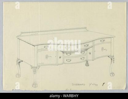 Zeichnung, Design für Sideboard mit Cabriole Beine und Kugel und Klaue Füße, 1900-05 Stockfoto