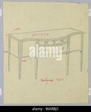 Zeichnung, Design für Sideboard mit Serpentin vorn und drei Schubladen, 1900-05 Stockfoto