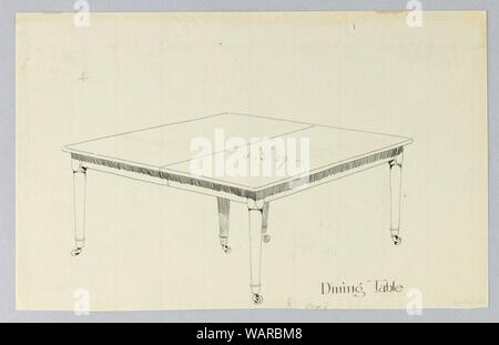 Zeichnung, Design für Six-Legged rechteckigen Esstisch, 1900-05 Stockfoto