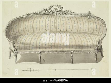 Zeichnung, Design für Sofa, mit alternativen Vorschlägen, 1780 Stockfoto