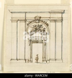 Zeichnung, Design für den Abschnitt der ein Teil einer Wand mit einem doorcase, 1740-60 Stockfoto