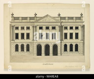 Zeichnung, Höhe der Fassade eines Theaters, Amsterdam, Ca. 1860 Stockfoto