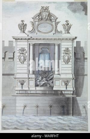 Zeichnung, Brunnen mit Wappen von Papst Clemens XIV., 1762 Stockfoto