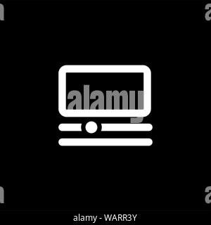 Vintage Computer Symbol auf schwarzem Hintergrund. Schwarz Stil Vector Illustration. Stockfoto