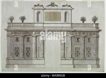 Zeichnung, Projekt für eine Erhöhung der Garten Architektur (Eingang zu einer Villa oder Garten), 1725-75 Stockfoto