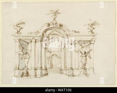 Zeichnung, Bühne, einen Garten Loggia, Ca. 1700 - 14. Stockfoto