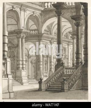 Zeichnung, Bühne, Portico mit Treppe, Anfang des 19. Jahrhunderts Stockfoto