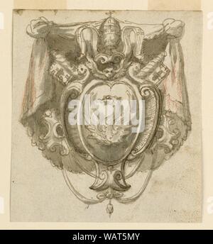 Zeichnung, das Wappen von Papst Gregor XIII (1572-1585), 1580 - 1590 Stockfoto