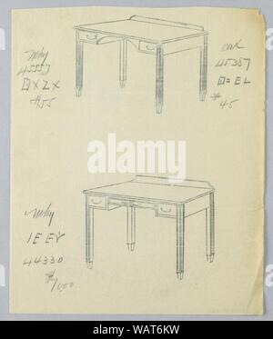 Zeichnung, Pausen von Alternative Designs für Schreiben Tabelle-45, 1900-05 Stockfoto