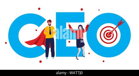 CEO Chief Executive Officer. Unternehmen Präsident Direktor. Konzept der Leader character Vector Illustration. Stock Vektor