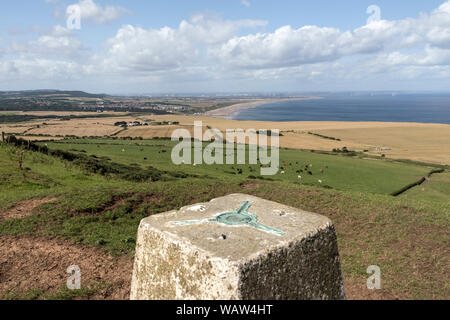 Der Blick vom Gipfel des Warsett Hügel in Richtung Saltburn und die Pier, Saltburn-by-the-Sea, Cleveland, Großbritannien Stockfoto