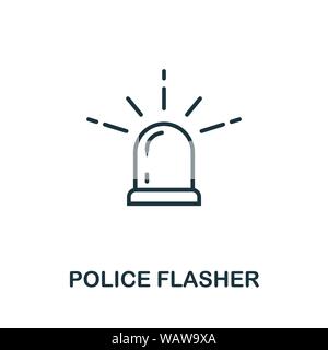 Polizei Blinker dünne Linie Symbol. Kreative einfache Design von Sicherheit Ikonen Sammlung. Übersicht Polizei Blinker Symbol für Web Design und mobile Apps Nutzung Stock Vektor